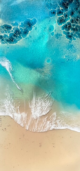 Картина под названием "The beach" - Ana Hefco, Подлинное произведение искусства, Акрил Установлен на Деревянная рама для нос…