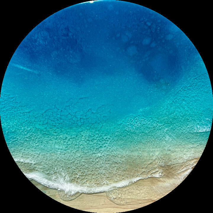 Painting titled "Round ocean #72" by Ana Hefco, Original Artwork, Acrylic Mounted on Wood Panel