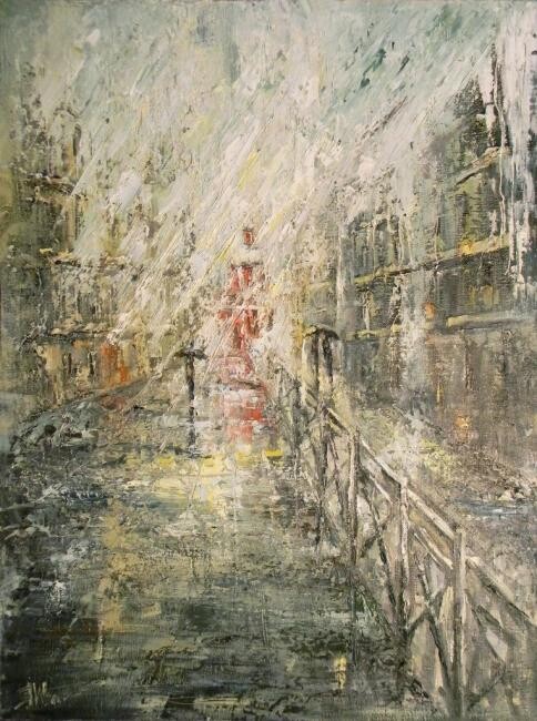 Картина под названием "Размытая дорога" - Яна Иванчина, Подлинное произведение искусства