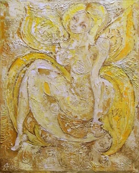 Peinture intitulée "Дева-мотылек" par Ana Ivancina, Œuvre d'art originale