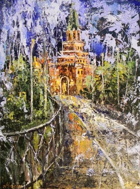 Картина под названием "Ночная Москва" - Яна Иванчина, Подлинное произведение искусства
