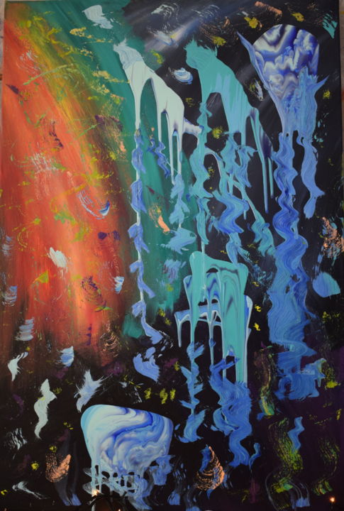 Peinture intitulée "Origin's Waterfall" par Maria Luís, Œuvre d'art originale, Acrylique