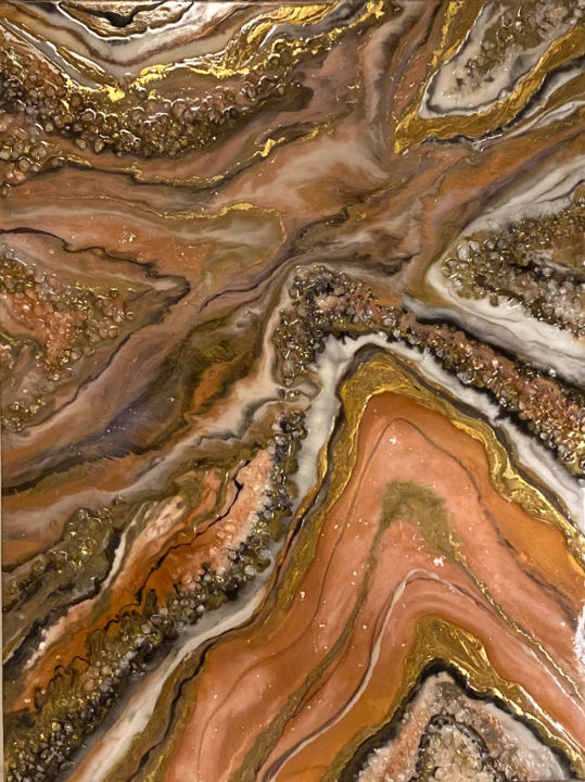 Painting titled "Coral streams" by Ana Maksi, Original Art, Resin