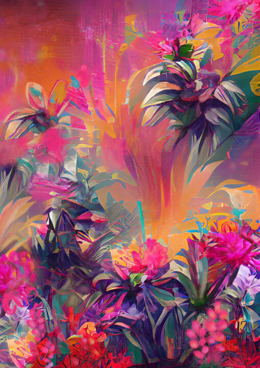 Digitale Kunst getiteld "Tropical explosion" door Ana Maria Bubolea, Origineel Kunstwerk, Digitaal Schilderwerk