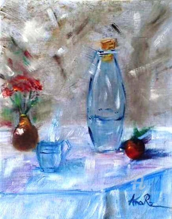 Painting titled "Petite nature morte…" by Ana Maria Rodriguez (AnaRz), Original Artwork, Oil