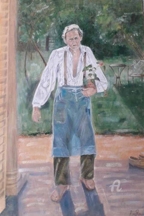 Schilderij getiteld "Le vieux jardinier…" door Ana Maria Rodriguez (AnaRz), Origineel Kunstwerk, Olie