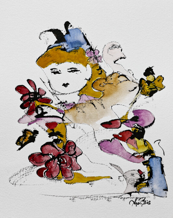 Disegno intitolato "365 26/01/2022" da Ana-Paula Bès, Opera d'arte originale, Inchiostro