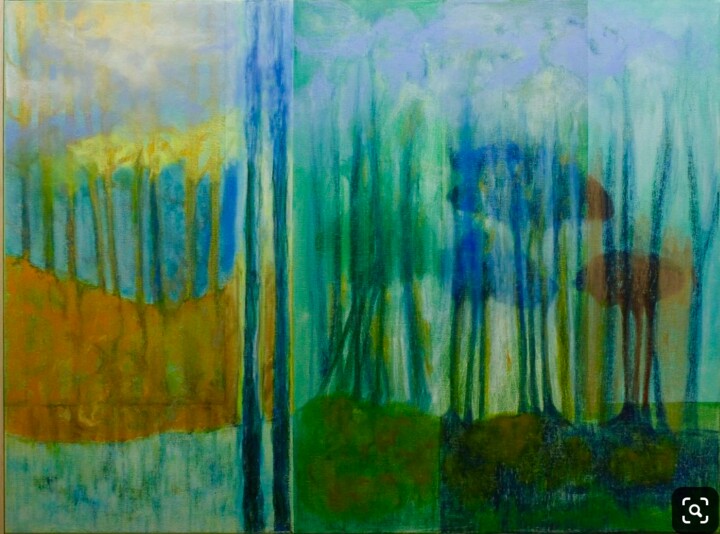 Pintura intitulada "Blue trees shadows…" por Ana Lima, Obras de arte originais, Acrílico