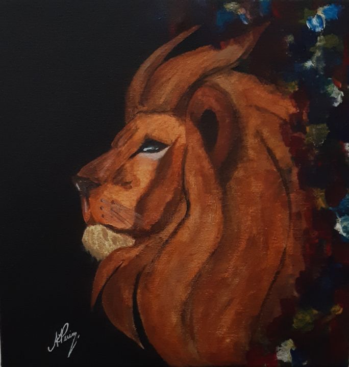 Malerei mit dem Titel "Lion Soul" von Ana Livia Perin Costa (naliviz Art), Original-Kunstwerk, Acryl