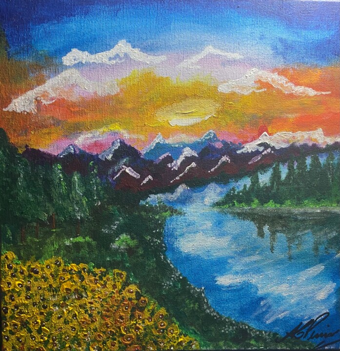 Painting titled "PEACEFUL PLACE" by Ana Livia Perin Costa (naliviz Art), Original Artwork, Acrylic