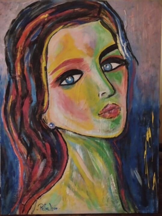 Painting titled "LA FE" by Ana Petra León, Original Artwork, Acrylic Mounted on Wood Stretcher frame