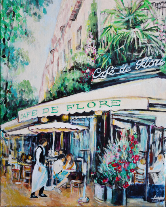 「Café de Flore」というタイトルの絵画 Ana Smarzによって, オリジナルのアートワーク, アクリル