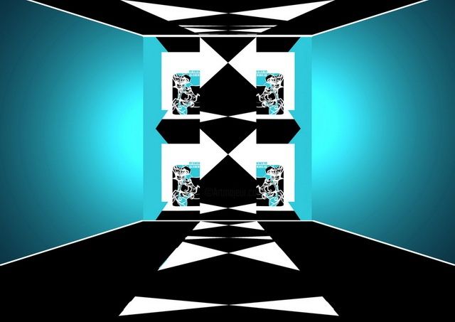 Digitale Kunst mit dem Titel "blue room" von Ana Ado, Original-Kunstwerk, 3D Modellierung