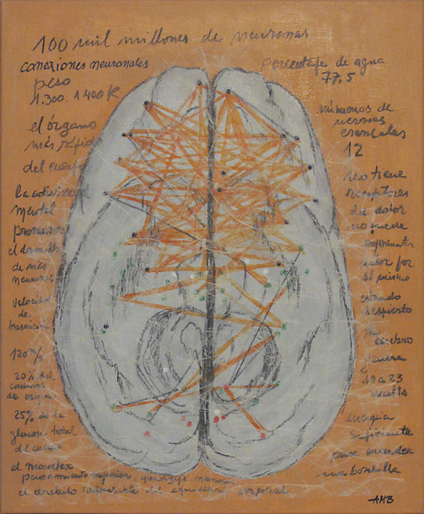 Pintura titulada "Conexiones neuronal…" por Ana María Beaulieu, Obra de arte original
