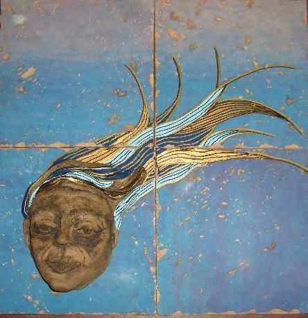 Sculpture titled "blue hair man" by Ana Carolina Moreno, Original Artwork