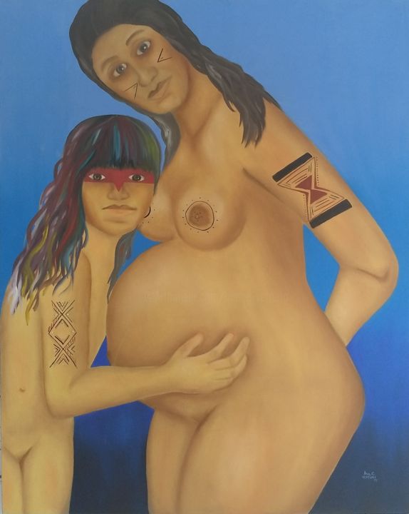 Pintura titulada "indias.jpg" por Ana Cristina Ventura, Obra de arte original, Oleo