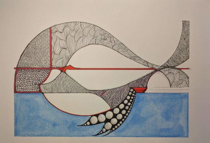 Drawing titled "Sea" by Ana Colombo, Original Artwork, Ink