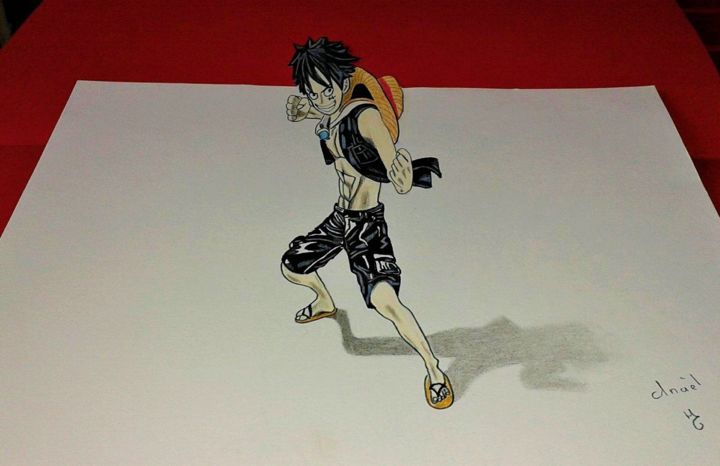 Luffy 3d Illusion Drawing By Anael Hoffschneider Artmajeur