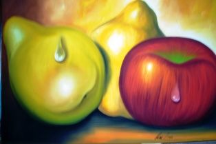 Pintura intitulada "frutas" por Laurindo Joao Dos Santos Lauro, Obras de arte originais