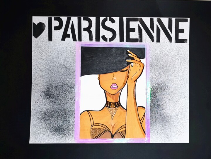 Schilderij getiteld "La PARISIENNE" door Anafoxybooh, Origineel Kunstwerk, Acryl