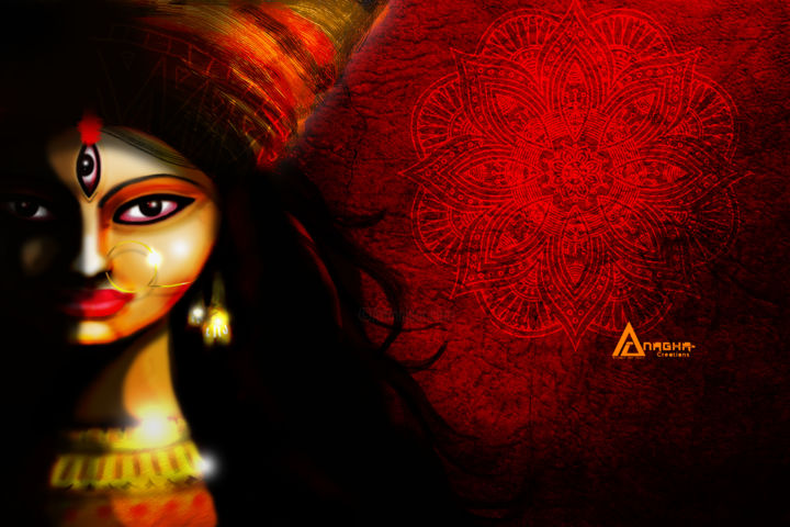 Arte digital titulada "Durga ma" por Anagha Creations, Obra de arte original, Pintura Digital