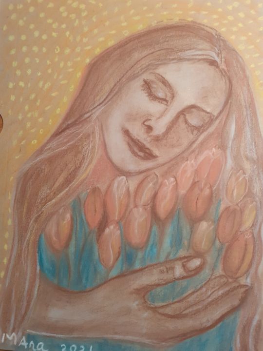 Dibujo titulada "Joyeux anniversaire" por Ana Macovei, Obra de arte original, Pastel