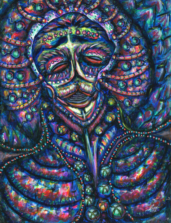 Картина под названием "The Galaxy Smile" - Ana Gratess, Подлинное произведение искусства, Акрил