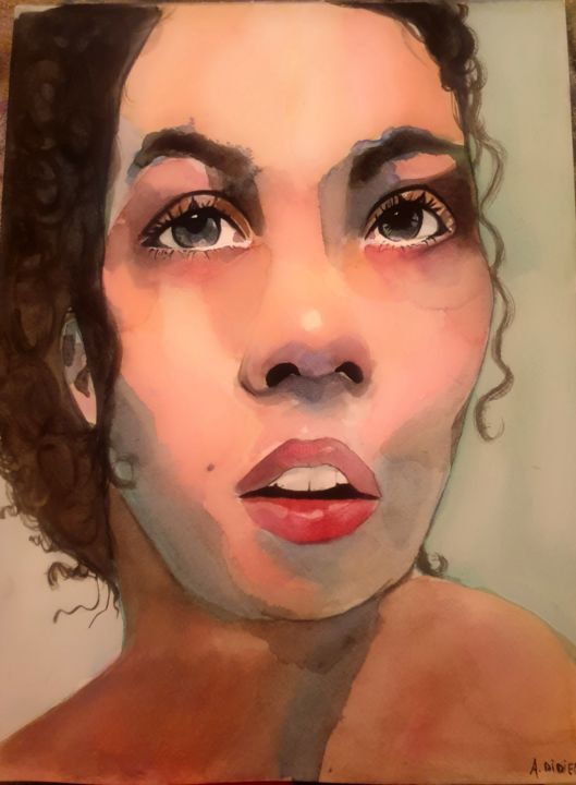 Painting titled "Wake up" by Anaïs Didier, Original Artwork, Watercolor