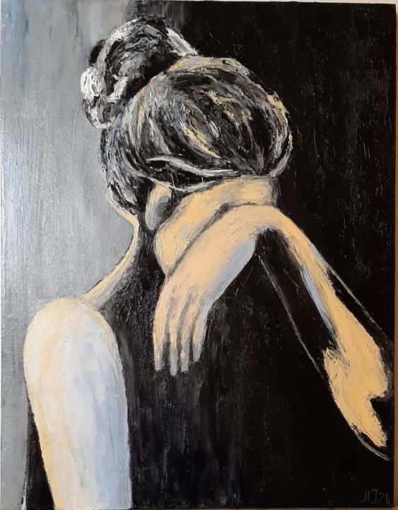 Painting titled "crying" by Ana Isac, Original Artwork, Oil
