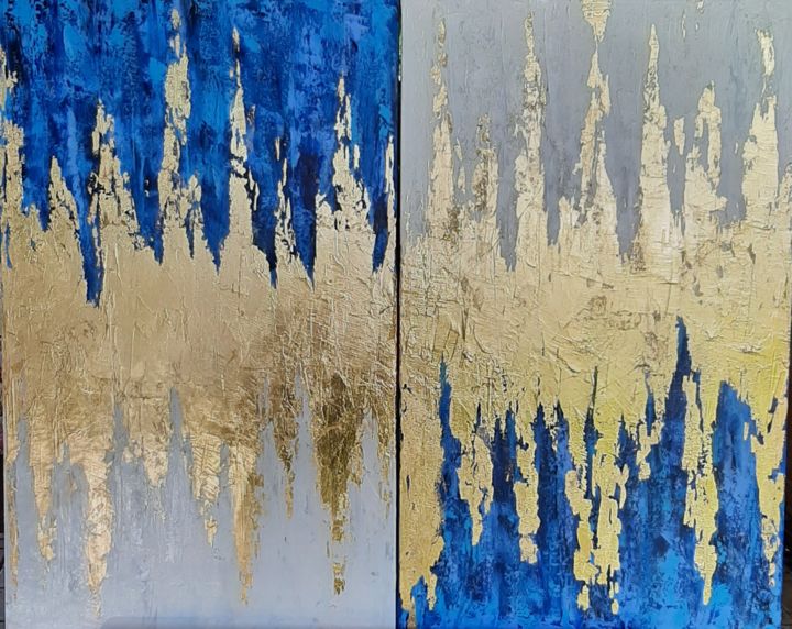 Painting titled "Blue" by Ana Isac, Original Art, Oil