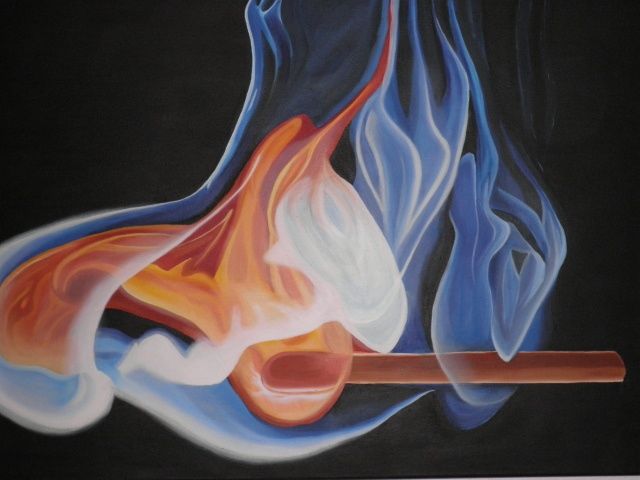 Painting titled "match light" by Ana Lacerda, Original Artwork, Other
