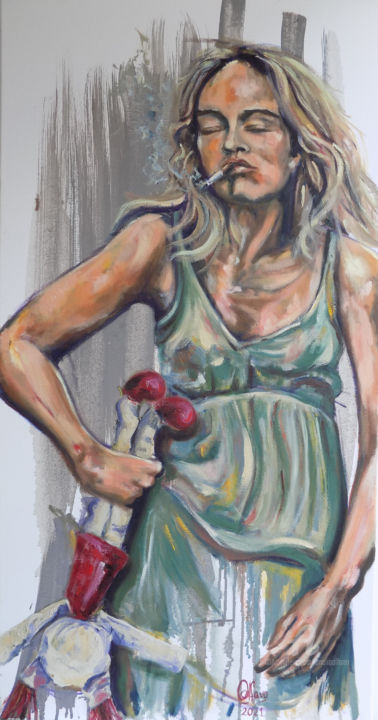 Pintura titulada "Mejor no te cuento" por Analía Alfano, Obra de arte original, Oleo Montado en Bastidor standard