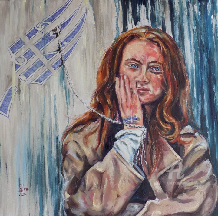 Pintura titulada "Hasta Ahí" por Analía Alfano, Obra de arte original, Oleo Montado en Bastidor de camilla de madera