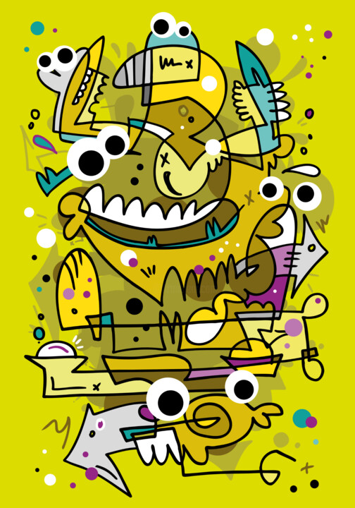 Arte digital titulada "Crazy Carnival #7 -…" por Koen Haarbosch, Obra de arte original, Tinta