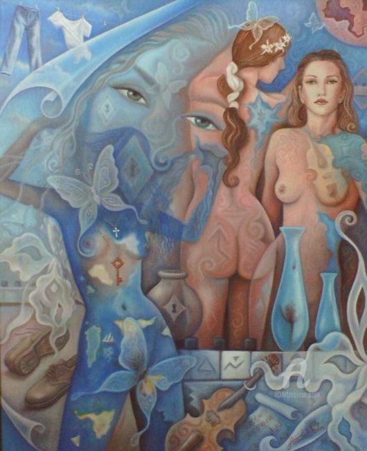 Pintura intitulada "MULHERES MUSICAIS" por Ana Luisa Kaminski Analuka, Obras de arte originais, Óleo