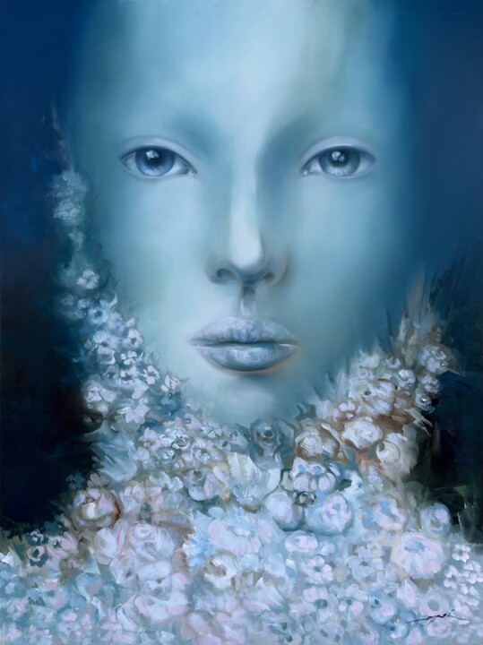 Painting titled "Winter Face" by Anamaria Cepoi, Original Artwork, Oil