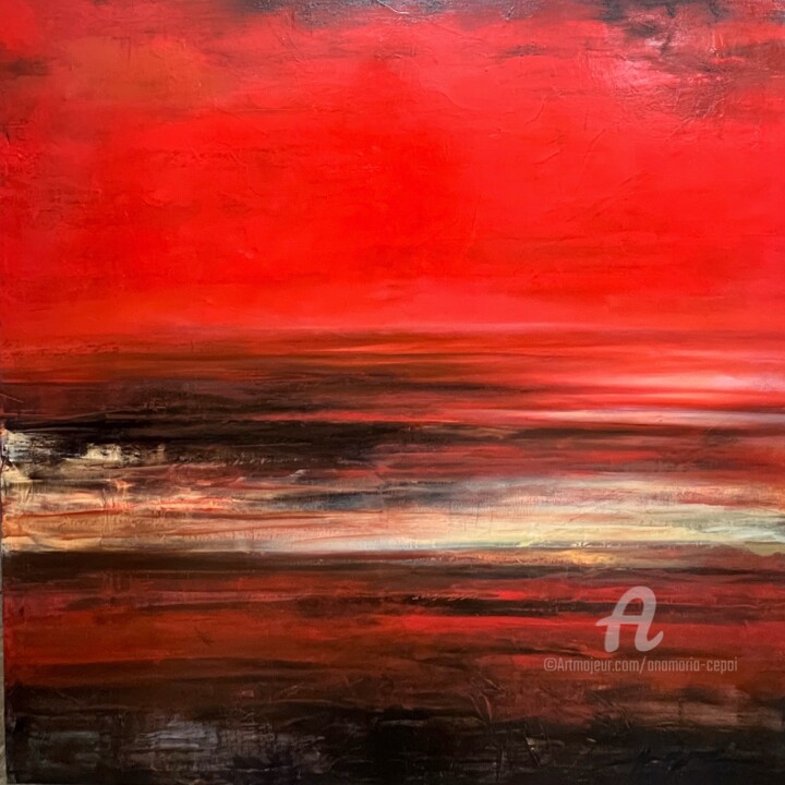 Pittura intitolato "My sunset sky" da Anamaria Cepoi, Opera d'arte originale, Olio