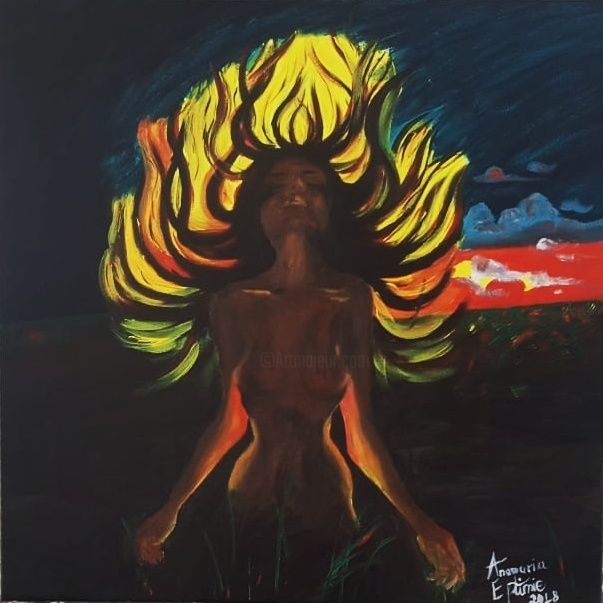 Painting titled "Follow your fire" by Anamaria Eftimie, Original Artwork, Acrylic