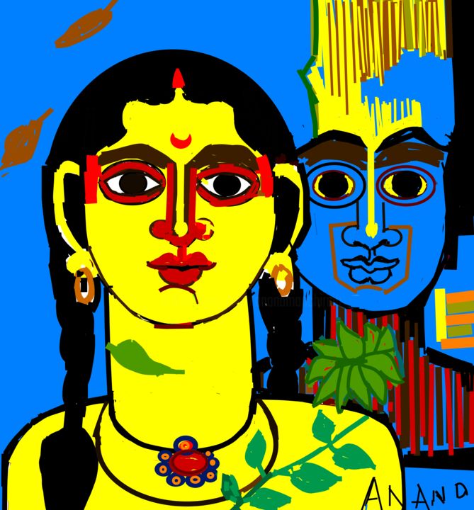 Arts numériques intitulée "radha-kridhna-new.j…" par Anandswaroop Manchiraju, Œuvre d'art originale, Peinture numérique