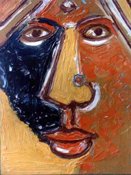 Painting titled "HEAD-8,  xrayh006.j…" by Anandswaroop Manchiraju, Original Artwork, Oil