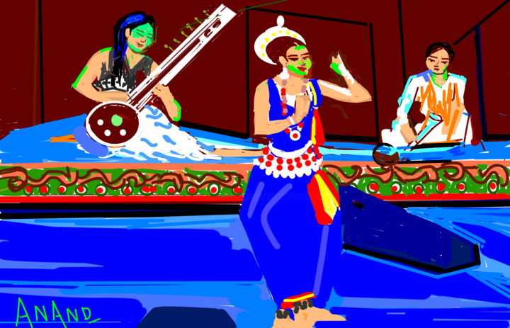 Arts numériques intitulée "MUSIC AND DANCE CON…" par Anandswaroop Manchiraju, Œuvre d'art originale, Peinture numérique