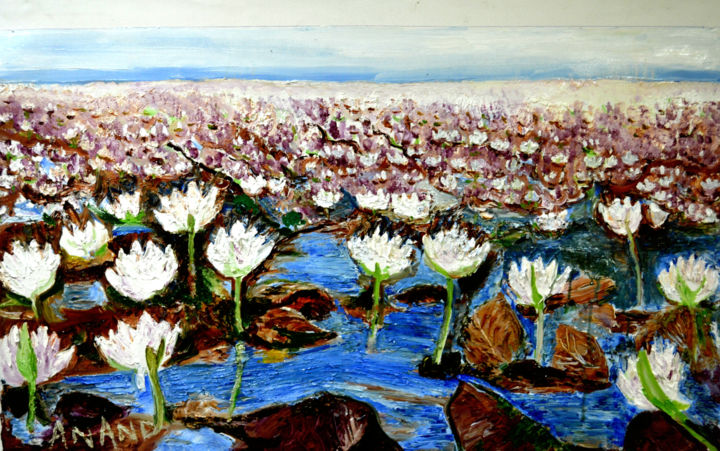 Painting titled "VALLEY OF FLOWERS-4" by Anandswaroop Manchiraju, Original Artwork, Oil