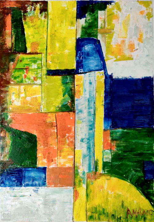 Painting titled "COLOR COMPOSITION" by Anandswaroop Manchiraju, Original Artwork, Oil