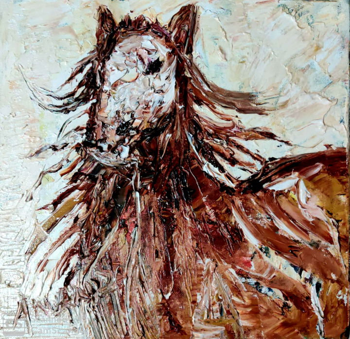 Painting titled "HORSE-1" by Anandswaroop Manchiraju, Original Artwork, Oil