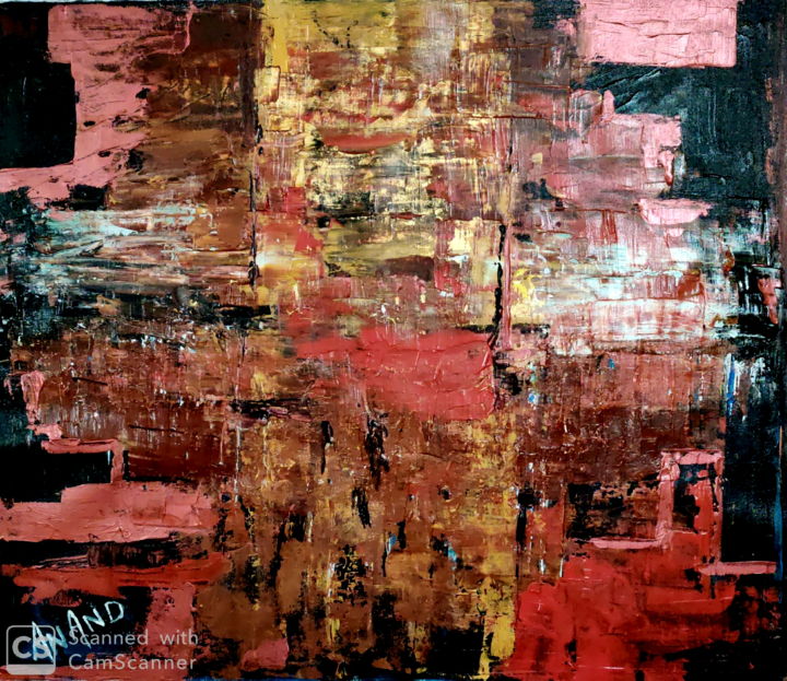 Malerei mit dem Titel "RED ABSTRACT" von Anandswaroop Manchiraju, Original-Kunstwerk, Acryl