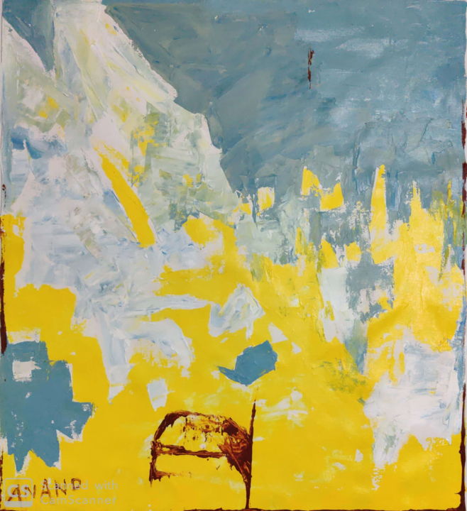 Painting titled "YELLOW ABSTRACT" by Anandswaroop Manchiraju, Original Artwork, Acrylic