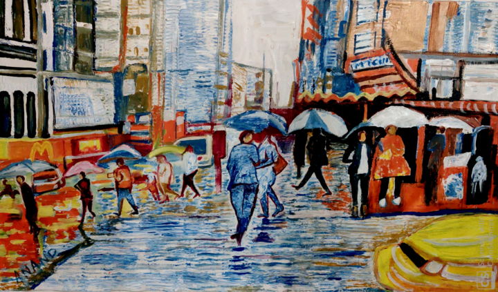 Painting titled "AUGUST CITY" by Anandswaroop Manchiraju, Original Artwork, Acrylic