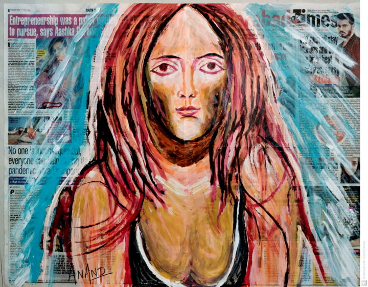 Schilderij getiteld "FEMALE BEAUTY" door Anandswaroop Manchiraju, Origineel Kunstwerk, Acryl