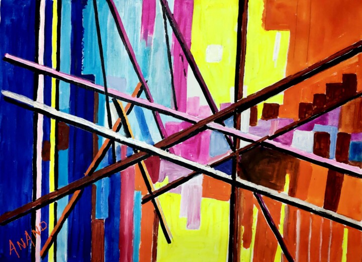 Painting titled "NEOTERIC ABSTRACT-2" by Anandswaroop Manchiraju, Original Artwork, Acrylic