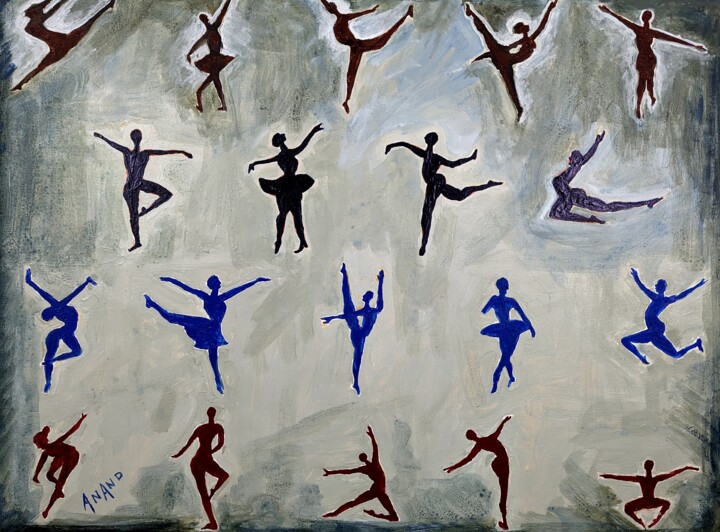 Картина под названием "DANCE AND PEACE" - Anandswaroop Manchiraju, Подлинное произведение искусства, Акрил